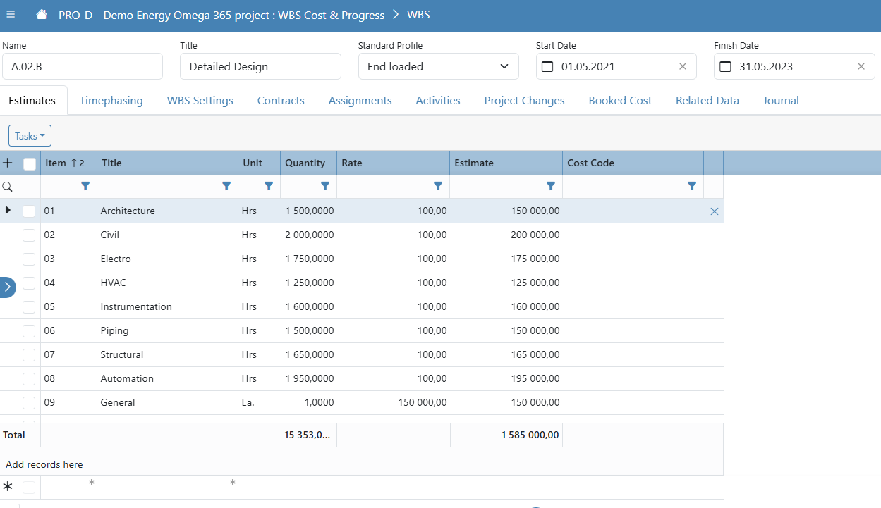 Cost Management: Cleaner WBS app