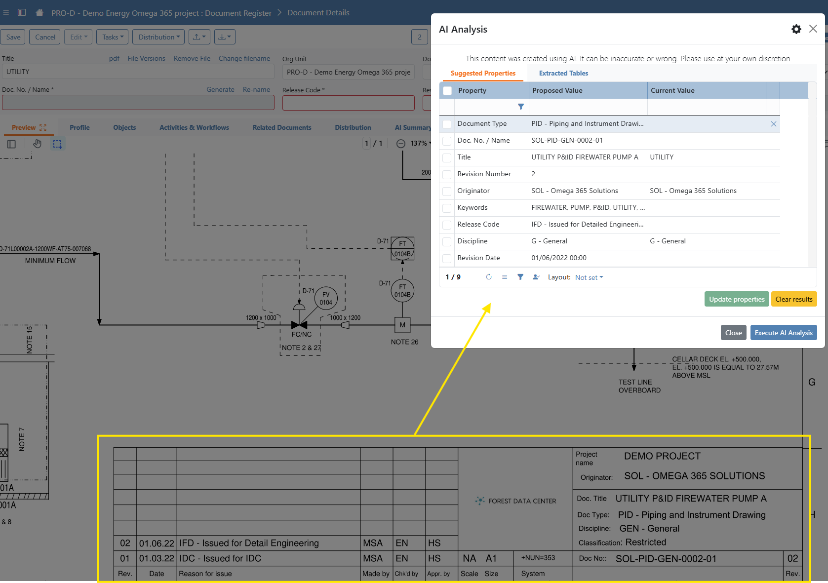 Extract meta data from drawing automatically
